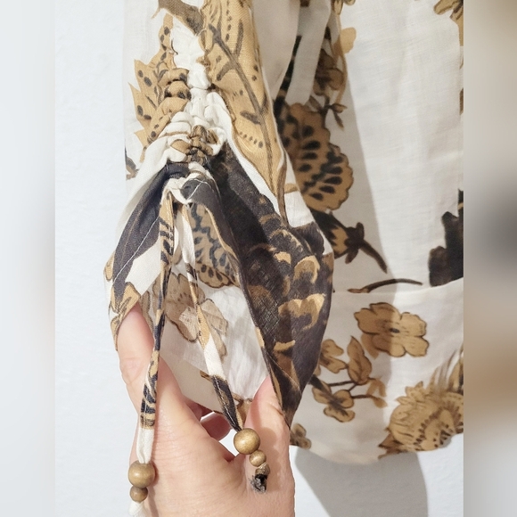 David Brooks 100% Linen Shirt Womens Size Large Button Up Tropical FloralBlouse - Picture 4 of 7